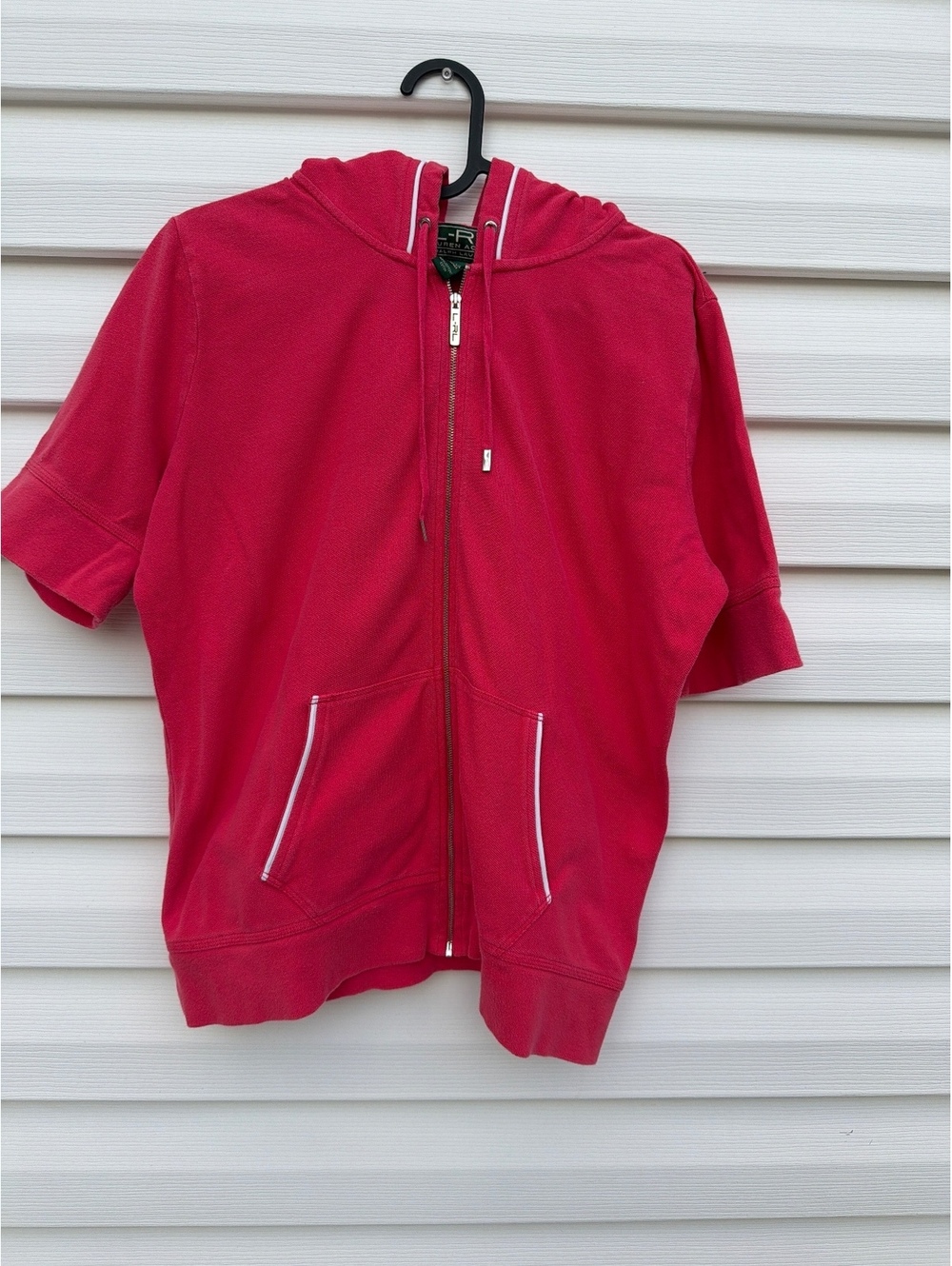 Ralph Lauren Y2K 2000s Women's L Fuchsia Short Sleeve Full Zip Hoodie